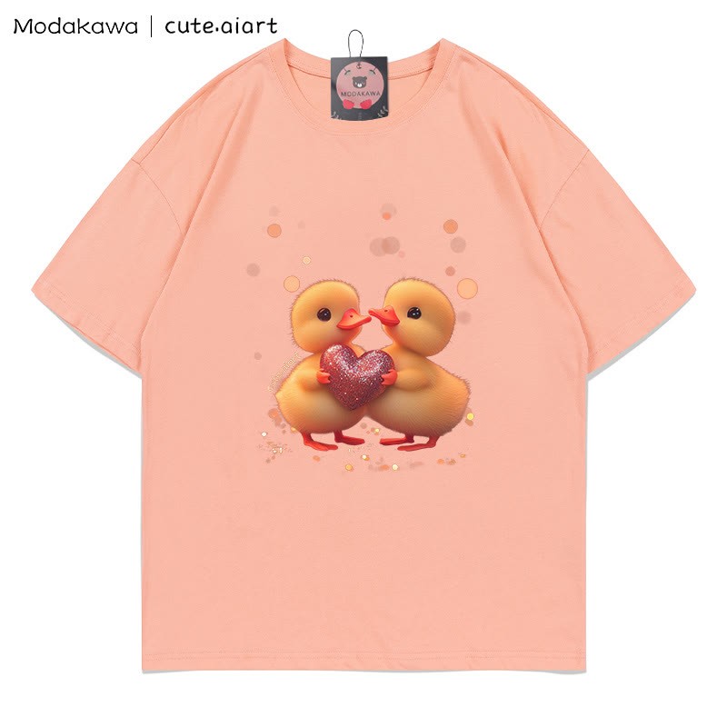 Zwei Entlein mit Herz-Grafik-T-Shirt - Peach - 5XL - image 1
