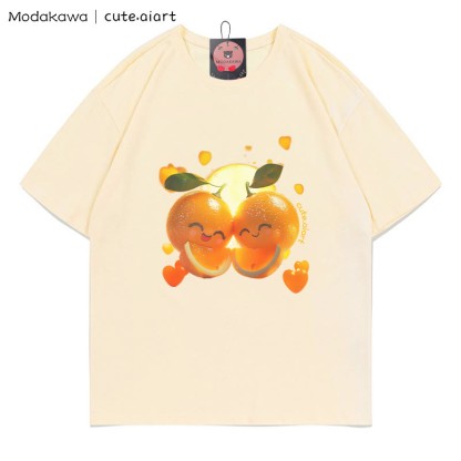T-Shirt mit dem Aufdruck „Zwei kuschelnde Orangen“ - Apricot - 5XL - image 2