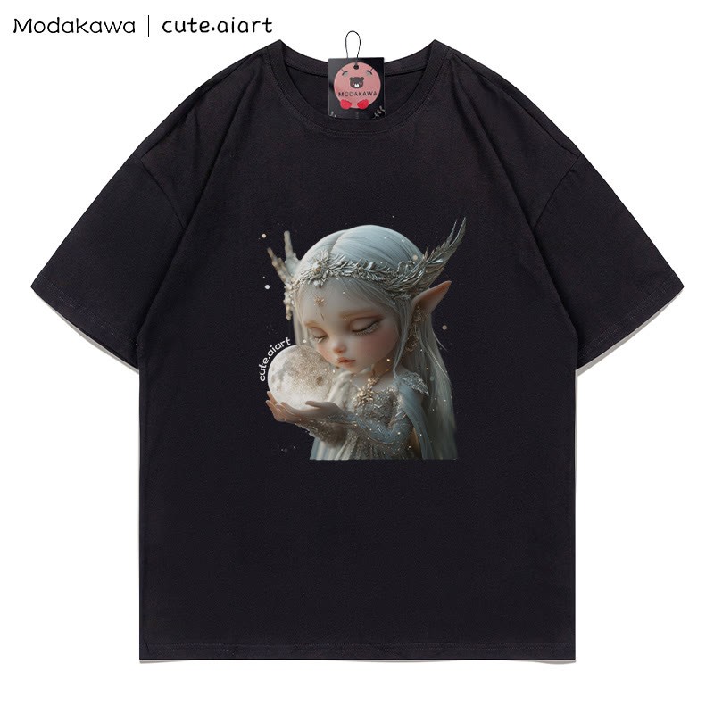 Fairy Girl Grafik-T-Shirt - Black - 5XL - image 2