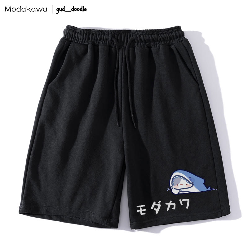 Shorts mit Kordelzug und Shark Kitty-Grafik - Schwarz - 5XL - image 1