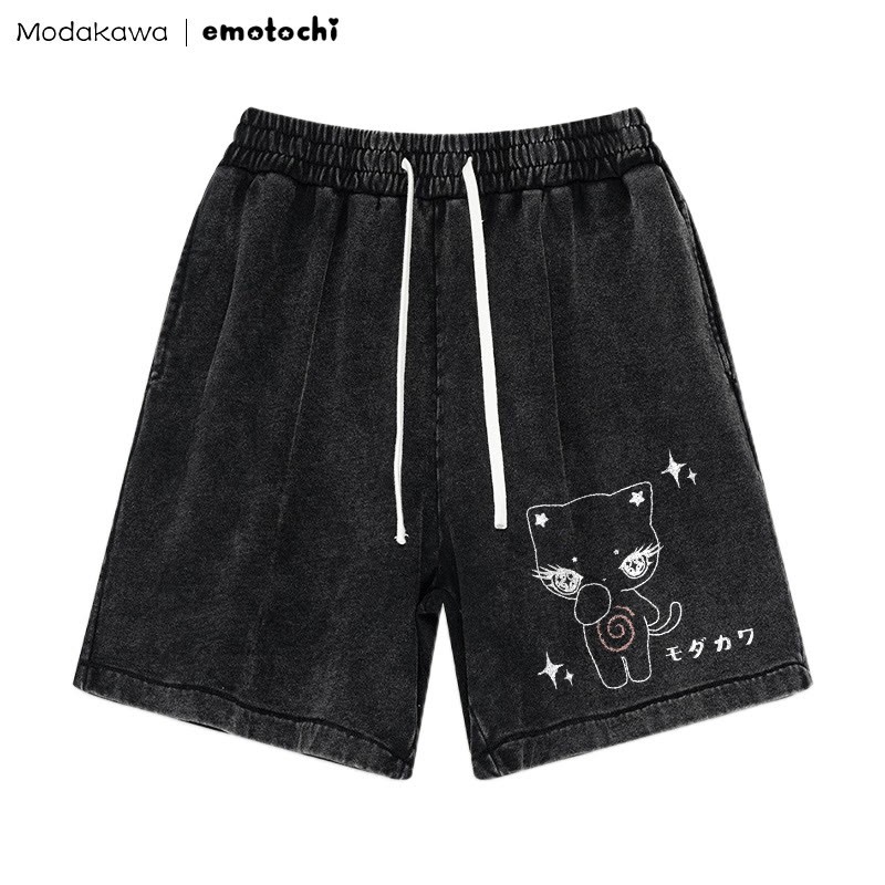 Shorts mit verwaschenem Vintage-Print von Kitty Star - Schwarz - 3XL - image 2