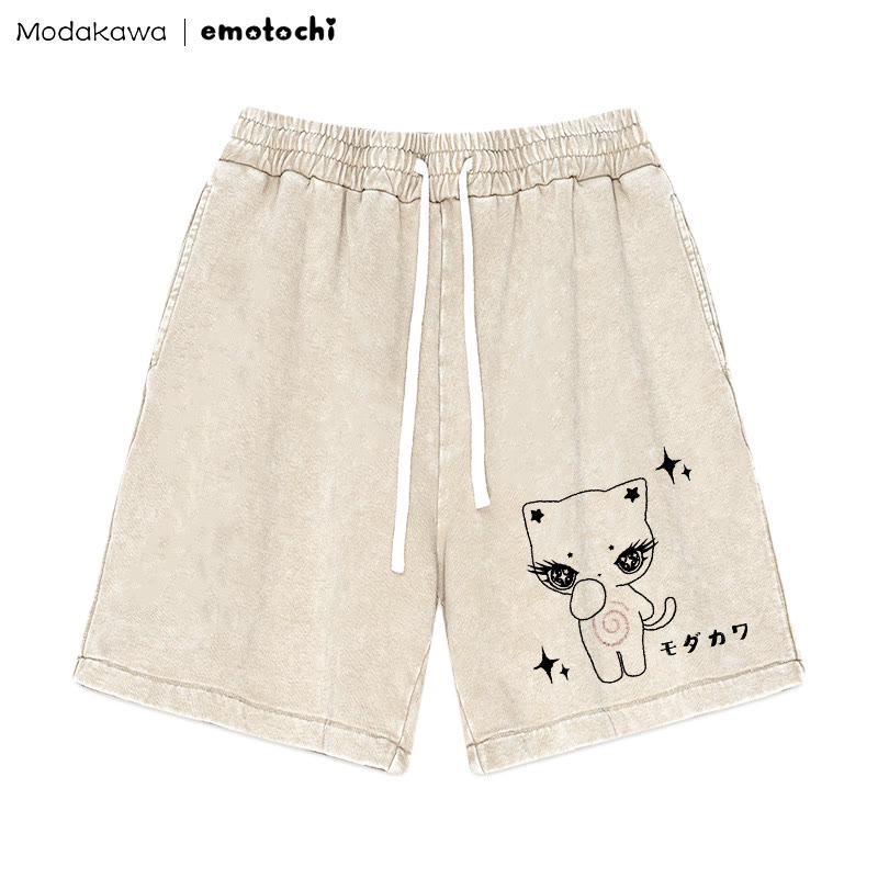 Shorts mit verwaschenem Vintage-Print von Kitty Star - Aprikose - 3XL - image 1