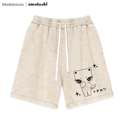 Shorts mit verwaschenem Vintage-Print von Kitty Star - Aprikose - 3XL - image 1