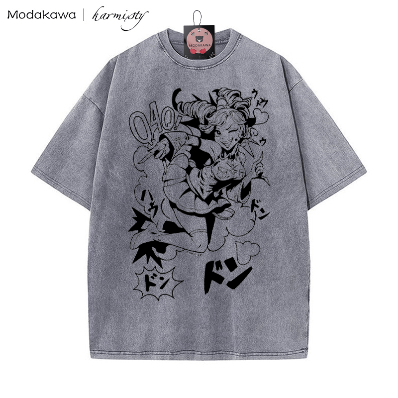 Tanzendes Mädchen Grafik Unisex Vintage Washed T-Shirt - Grau - 5XL - image 2