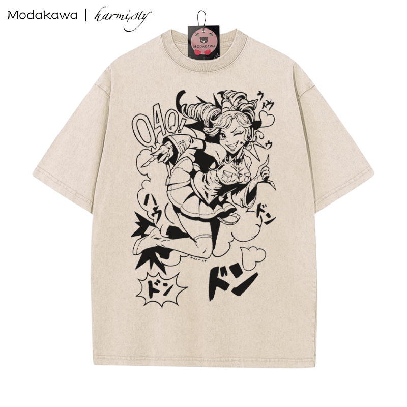 Tanzendes Mädchen Grafik Unisex Vintage Washed T-Shirt - Aprikose - 5XL - image 1