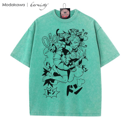 Tanzendes Mädchen Grafik Unisex Vintage Washed T-Shirt - Grün - 5XL - image 5