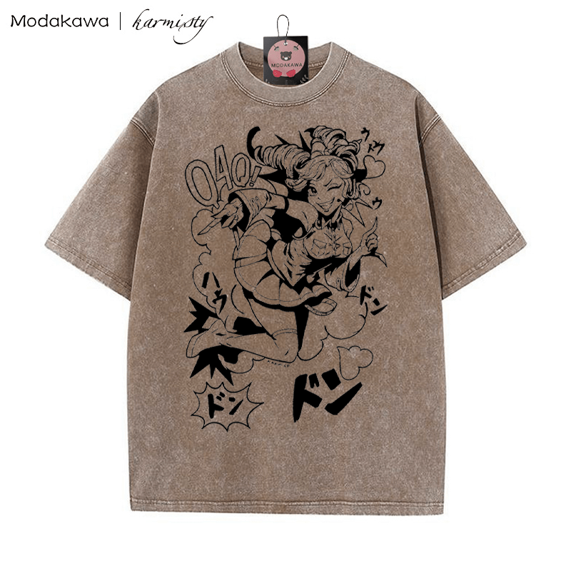 Tanzendes Mädchen Grafik Unisex Vintage Washed T-Shirt - Braun - 5XL - image 4