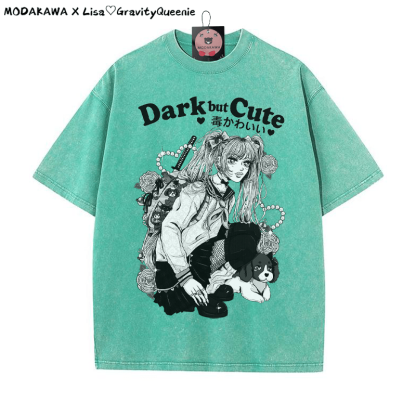 DARK BUT CUTE Mädchen Grafik Unisex Vintage Washed T-Shirt - Grün - 5XL - image 1
