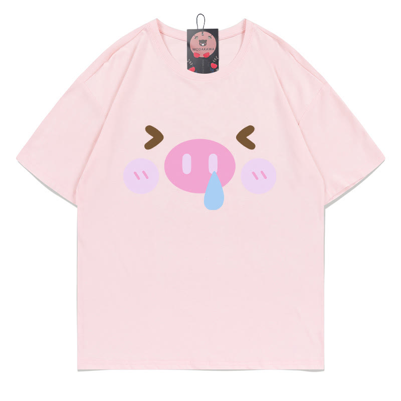 T-Shirt mit Schweineprint - Pink - 5XL - image 1