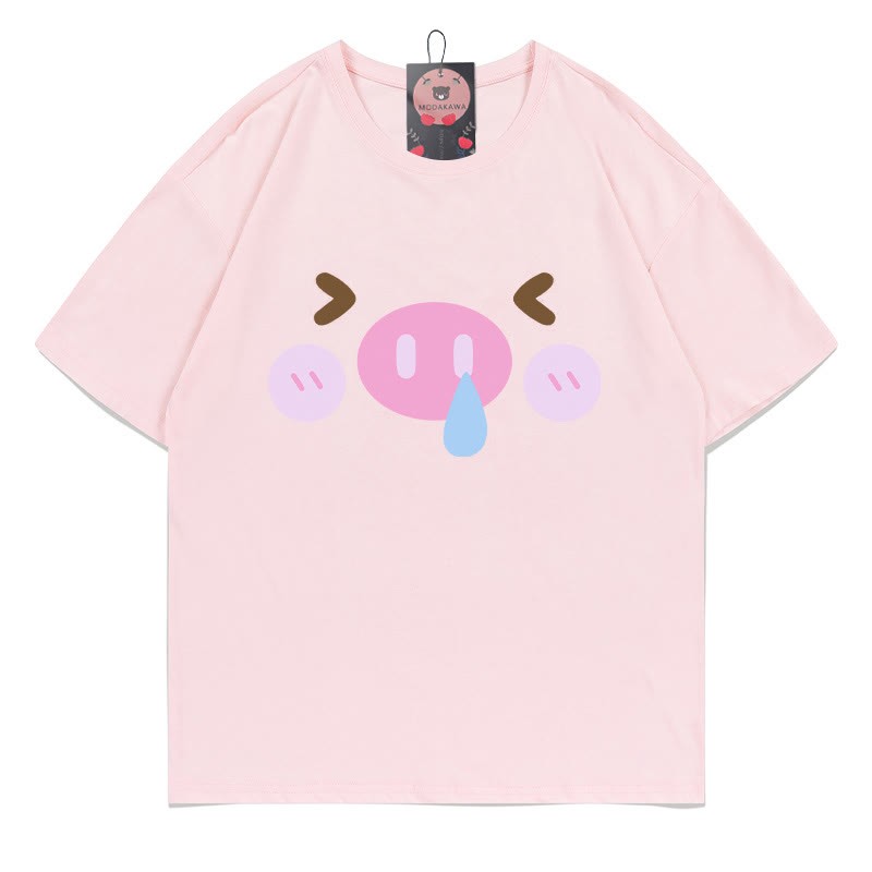 T-Shirt mit Schweineprint - Pink - 5XL - image 1