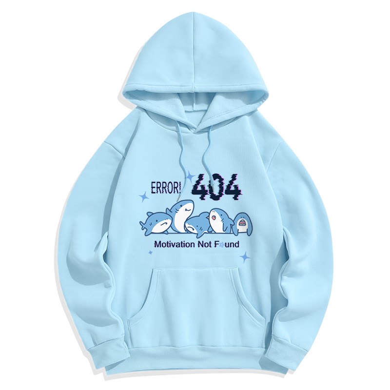 ERROR 404 MOTIVATION NICHT GEFUNDEN Plüsch-Kapuzenpullover mit Hai-Print und Taschen - Blue - 2XL - image 1
