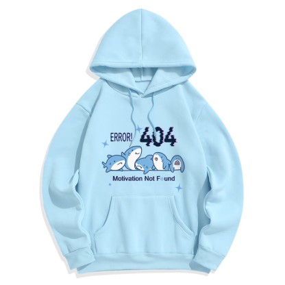 ERROR 404 MOTIVATION NICHT GEFUNDEN Plüsch-Kapuzenpullover mit Hai-Print und Taschen - Blue - 2XL - image 1