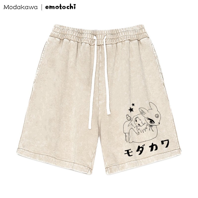 Shorts mit Bunny Girl-Grafik im Vintage-Look - Aprikose - 3XL - image 2
