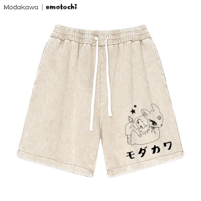 Shorts mit Bunny Girl-Grafik im Vintage-Look - Aprikose - 3XL - image 2