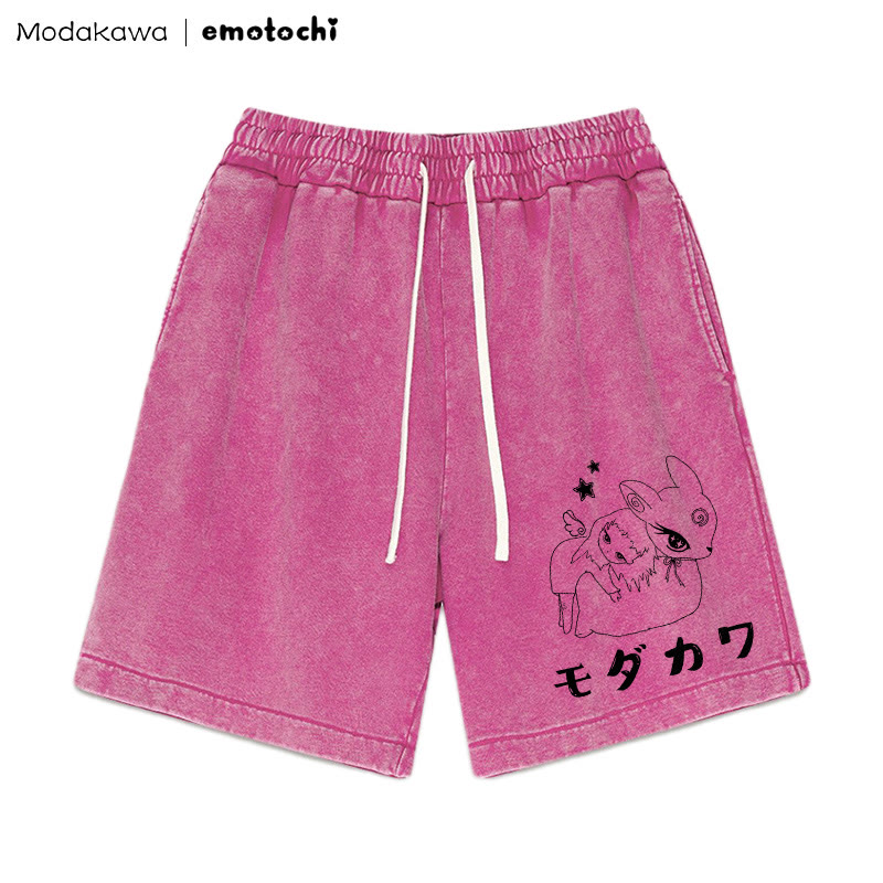 Shorts mit Bunny Girl-Grafik im Vintage-Look - Rosenrot - 3XL - image 1