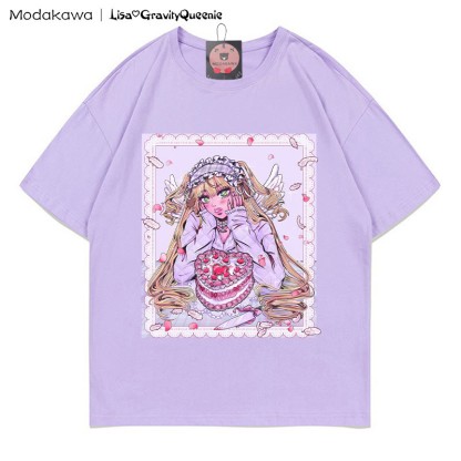 T-Shirt mit Herzkuchen-Engel-Grafik - Purple - 5XL - image 1