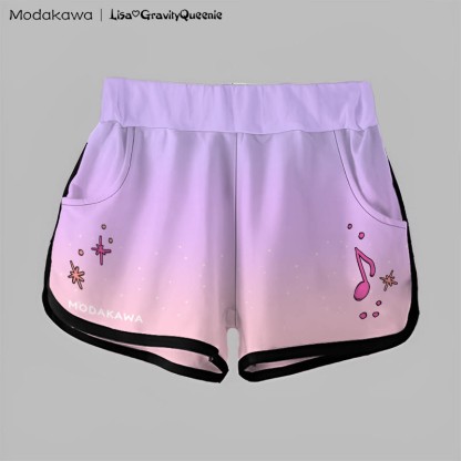 MODAKAWA Shorts mit Farbverlauf und Musiknoten-Grafik - Lila&Rosa - 5XL - image 1
