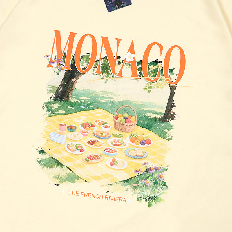 MONACO Picknick-Print 100% Baumwolle Modakawa T-Shirt - image 2