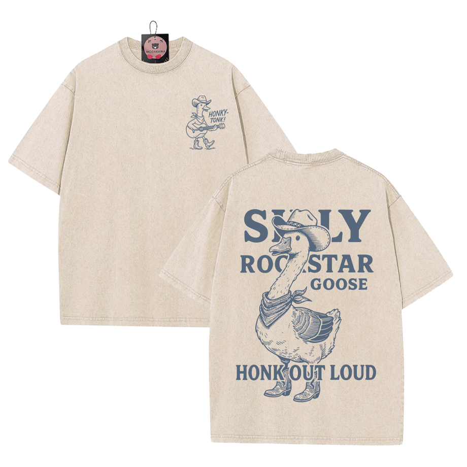 Cowboy Goose Grafik Unisex Vintage Washed T-Shirt - image 1