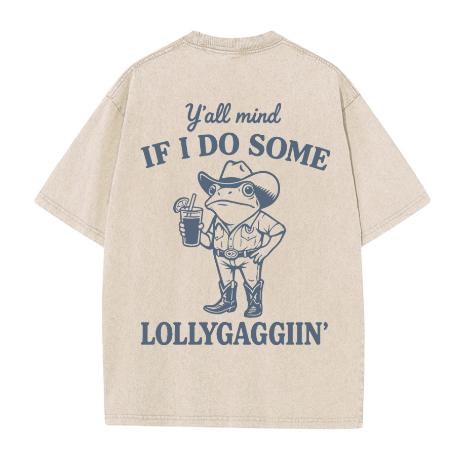 Cowboy-Frosch mit einem Getränk Grafik Unisex Vintage gewaschenes T-Shirt - Aprikose - 5XL - image 3