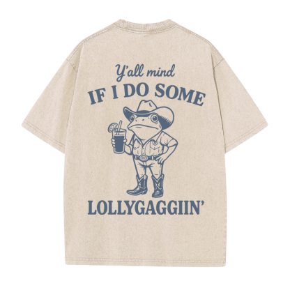 Cowboy-Frosch mit einem Getränk Grafik Unisex Vintage gewaschenes T-Shirt - Aprikose - 5XL - image 3