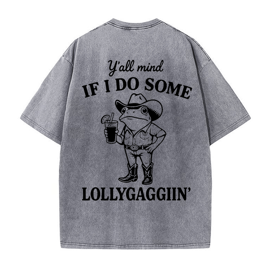 Cowboy-Frosch mit einem Getränk Grafik Unisex Vintage gewaschenes T-Shirt - Grau - 5XL - image 2