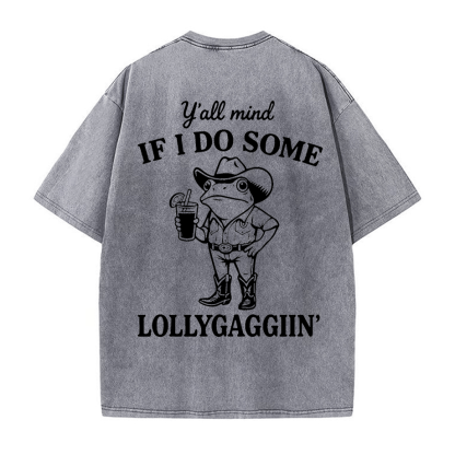 Cowboy-Frosch mit einem Getränk Grafik Unisex Vintage gewaschenes T-Shirt - Grau - 5XL - image 2