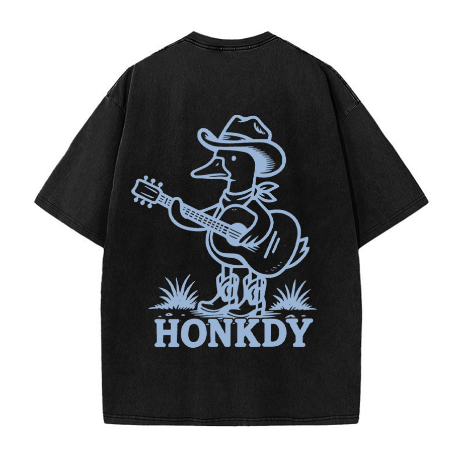 Cowboy Goose – Unisex-T-Shirt mit Gitarrenspiel-Grafik im Vintage-Look - Schwarz - 5XL - image 4