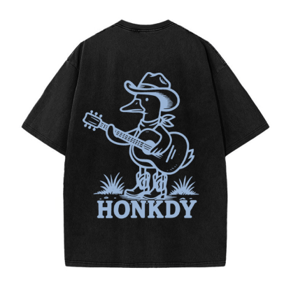 Cowboy Goose – Unisex-T-Shirt mit Gitarrenspiel-Grafik im Vintage-Look - Schwarz - 5XL - image 4