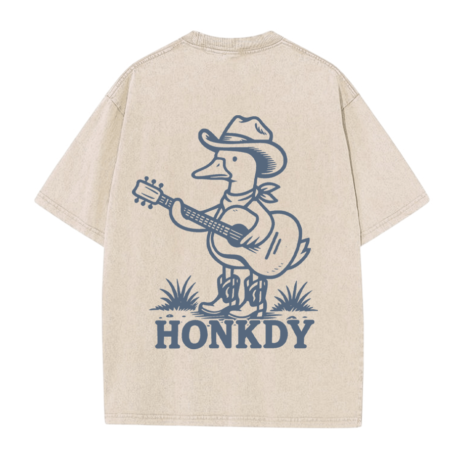 Cowboy Goose – Unisex-T-Shirt mit Gitarrenspiel-Grafik im Vintage-Look - Aprikose - 5XL - image 3
