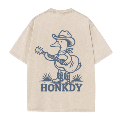 Cowboy Goose – Unisex-T-Shirt mit Gitarrenspiel-Grafik im Vintage-Look - Aprikose - 5XL - image 3