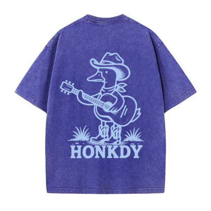 Cowboy Goose – Unisex-T-Shirt mit Gitarrenspiel-Grafik im Vintage-Look - Blau - 5XL - image 2