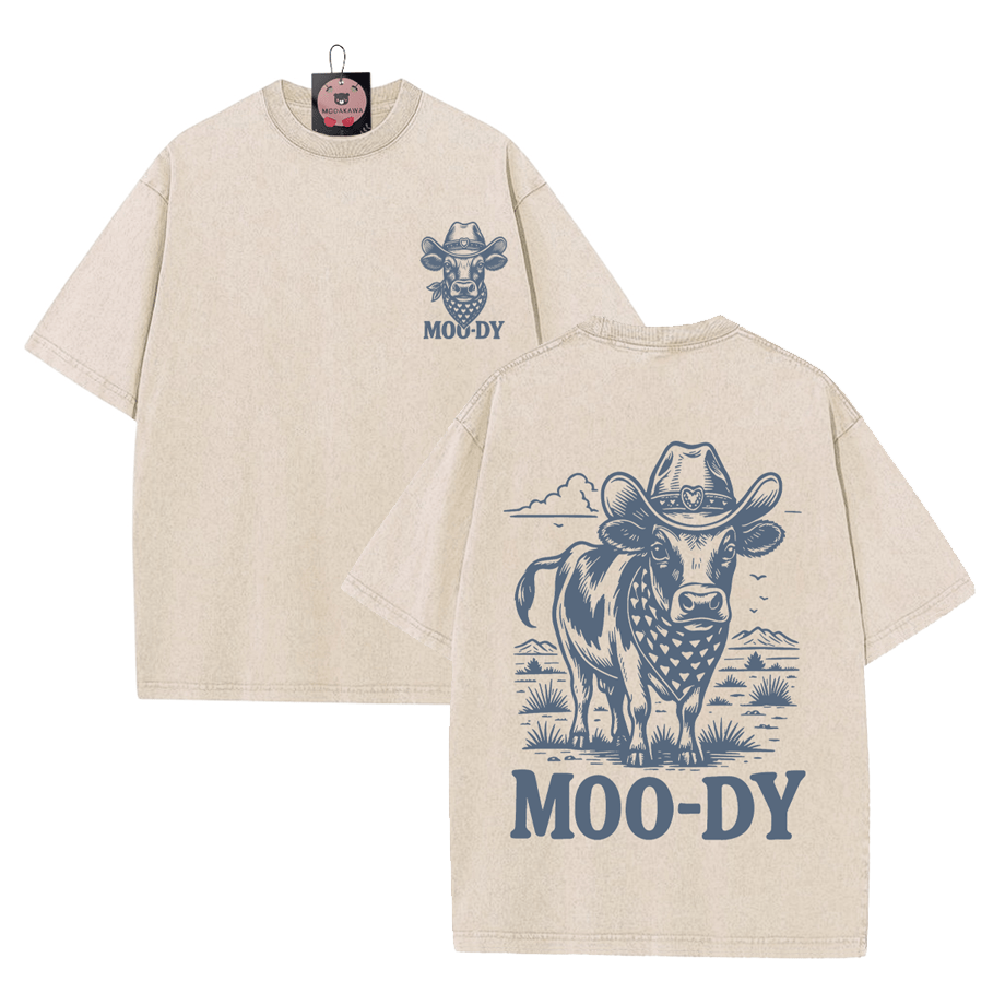 Cowboy Kuh Grafik Unisex Vintage Washed T-Shirt - image 1