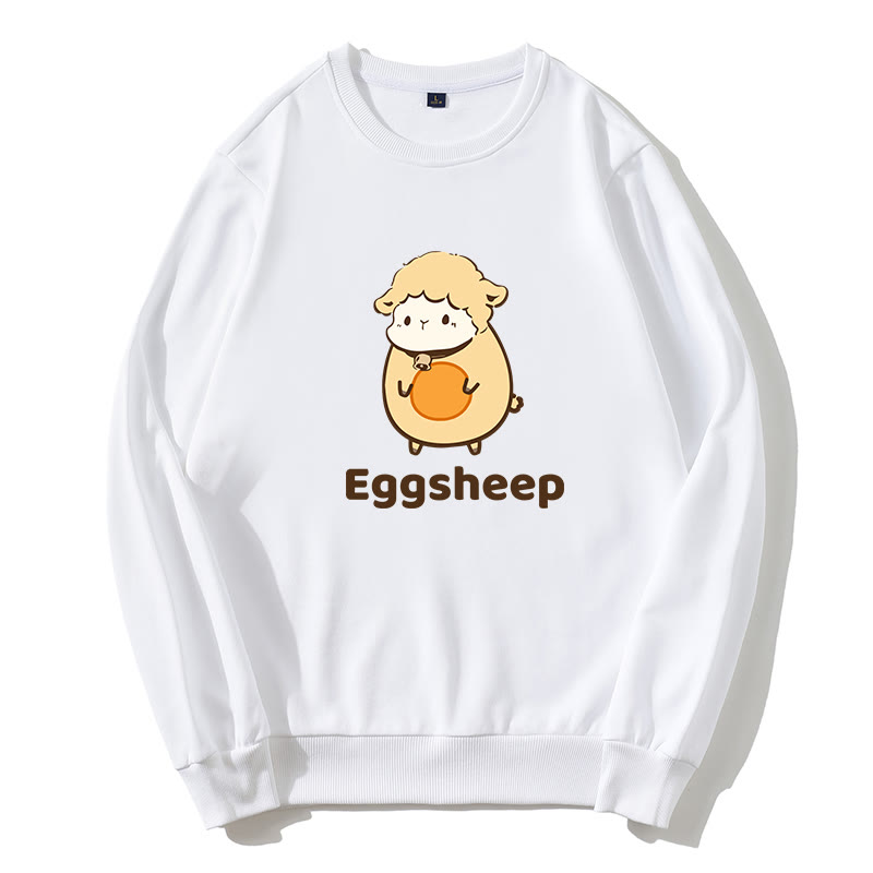 EGGSHEEP Sweatshirt mit rundem Kragen und Egg-Sheep-Grafik - Weiß - 5XL - image 2