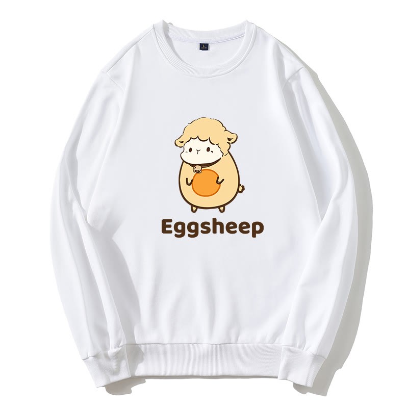 EGGSHEEP Sweatshirt mit rundem Kragen und Egg-Sheep-Grafik - Weiß - 5XL - image 2
