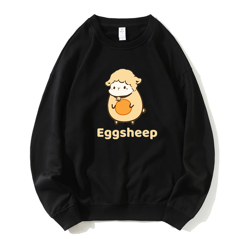 EGGSHEEP Sweatshirt mit rundem Kragen und Egg-Sheep-Grafik - Schwarz - 5XL - image 1