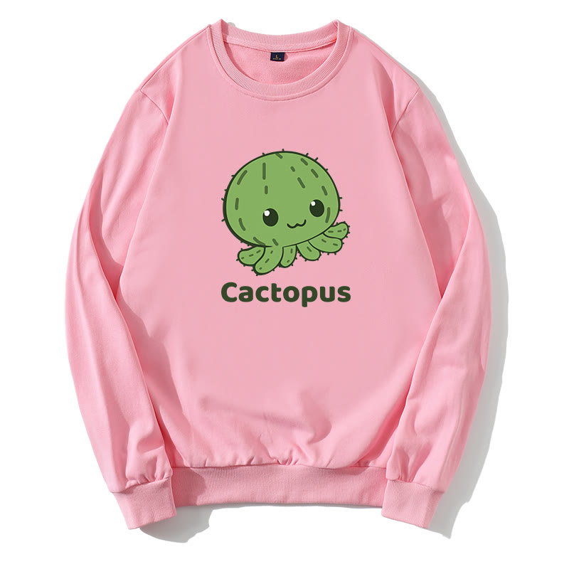 CACTOPUS Sweatshirt mit Rundkragen und Kaktus-Oktopus-Grafik - Rosa - 5XL - image 2