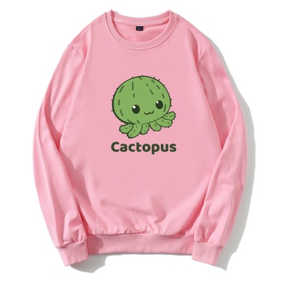 CACTOPUS Sweatshirt mit Rundkragen und Kaktus-Oktopus-Grafik - Rosa - 5XL - image 2