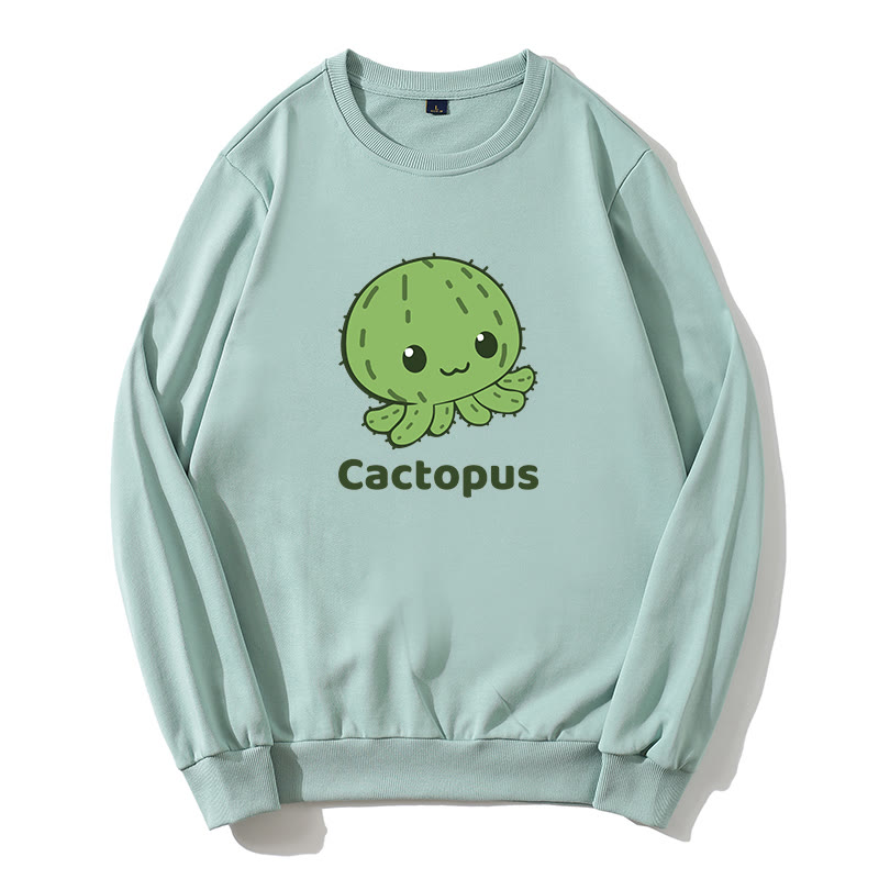 CACTOPUS Sweatshirt mit Rundkragen und Kaktus-Oktopus-Grafik - Grün - 5XL - image 1