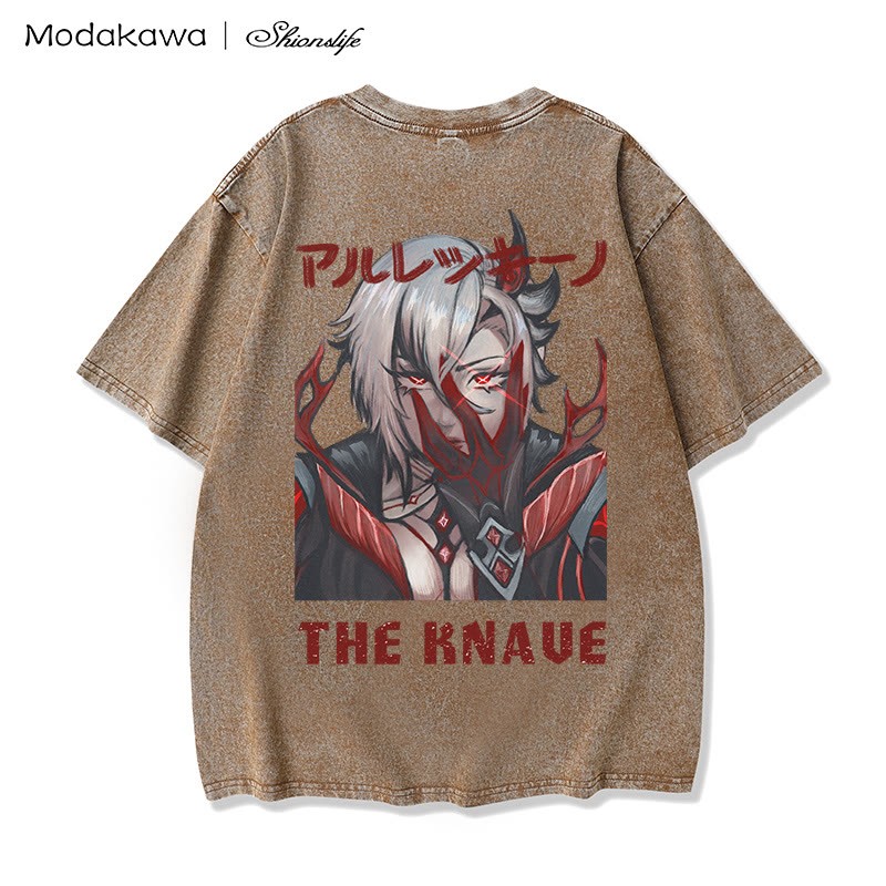 MODAKAWA X Shionslife – The Knave – Gewaschenes T-Shirt aus 100 % Baumwolle - Brown - 5XL - image 3