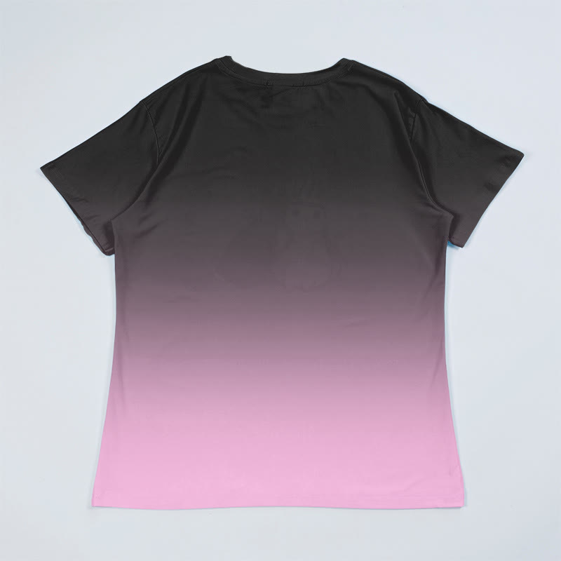 T-Shirt mit Farbverlauf und Kätzchen-Grafik - image 2