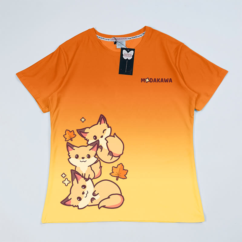 T-Shirt mit Farbverlauf und Fuchs-Grafik - Orange - 5XL - image 1