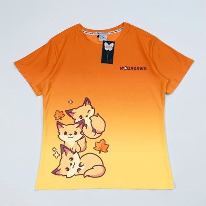 T-Shirt mit Farbverlauf und Fuchs-Grafik - Orange - 5XL - image 1