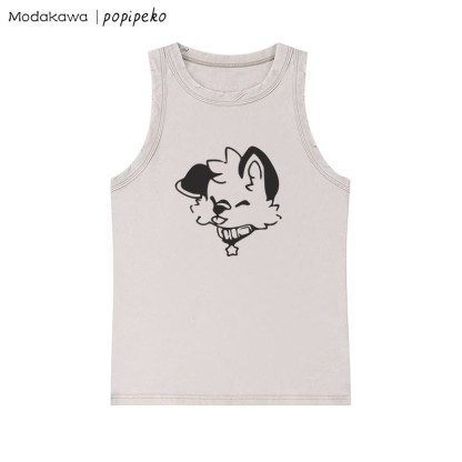 Ärmelloses T-Shirt mit verwaschenem Vintage-Schriftzug und Welpen-Grafik - Apricot - One Size - image 2