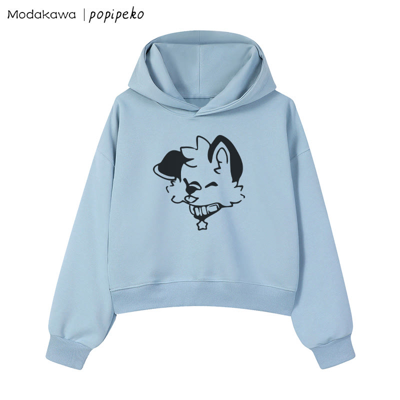 MODAKAWA X popipeko Puppy Graphic Cropped Cotton Hoodie - Blue - 3XL - image 2