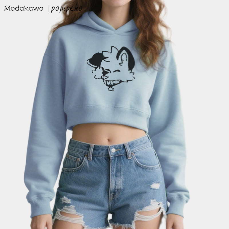 MODAKAWA X popipeko Puppy Graphic Cropped Cotton Hoodie - image 1