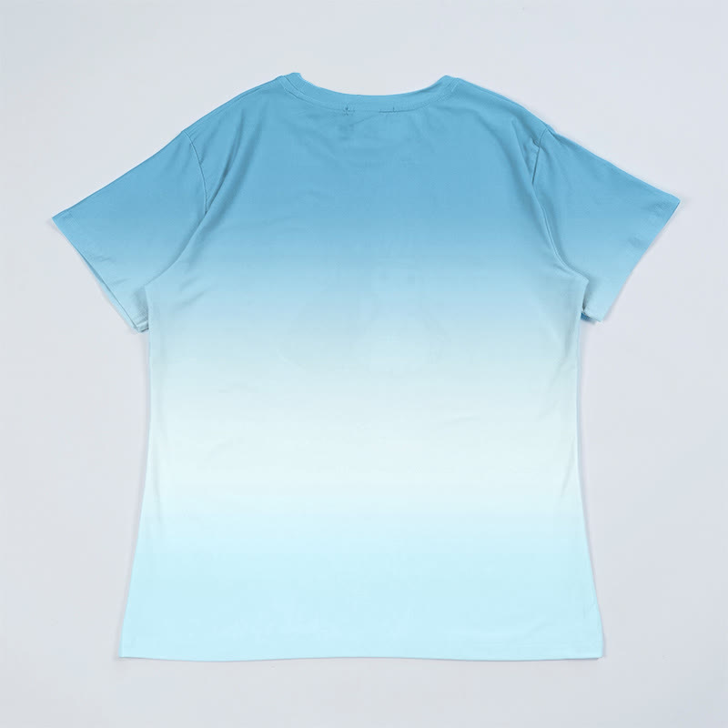 T-Shirt mit Farbverlauf und Hai-Grafik - image 2