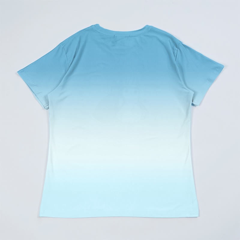 T-Shirt mit Farbverlauf und Hai-Grafik - image 2