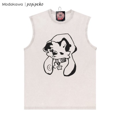 Welpe mit Sternkragen-Grafik, Unisex, Vintage, gewaschen, ärmelloses T-Shirt - Aprikose - 2XL - image 2