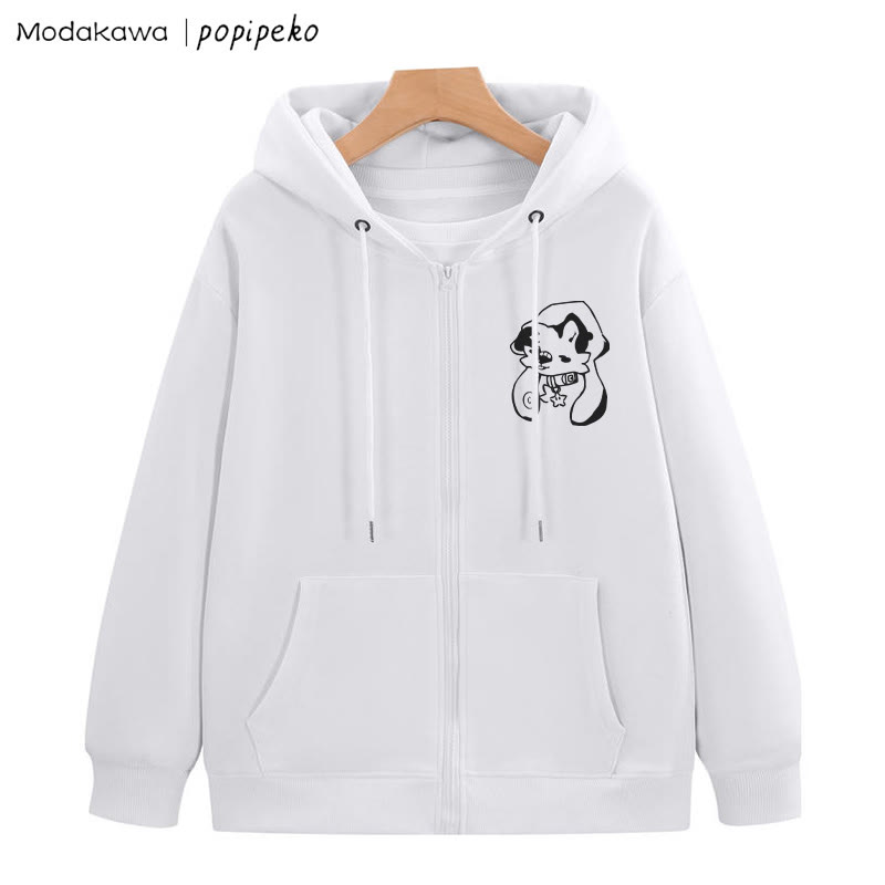 Kapuzenpullover mit Reißverschluss und Welpe und Sternkragen - Weiß - 5XL - image 1